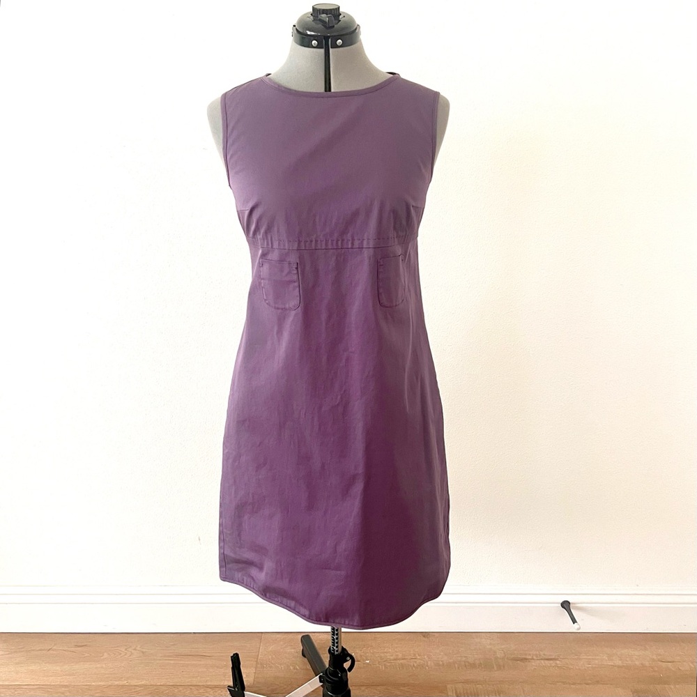 S Max Mara Sleeveless Purple Cotton Shift Midi Dress Size 8